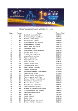 RESULTADOS OFICIALES VARONIL 5K 14-19