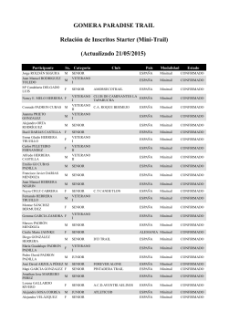 GOMERA PARADISE TRAIL Relación de Inscritos Starter (Mini