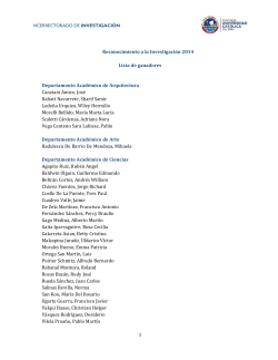 1 Reconocimiento a la Investigación 2014 Lista de ganadores