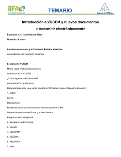 Introducción a VUCEM y nuevos documentos a transmitir