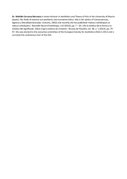 Dr. Matilde Carrasco Barranco is senior lecturer in Aesthetics and
