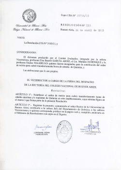 Orden de mérito Química - Colegio Nacional de Buenos Aires