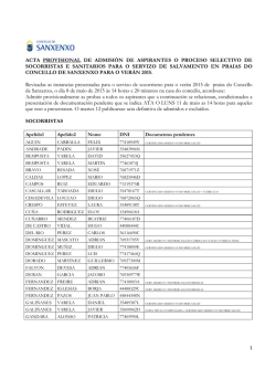 + Listado provisional de admitidos/excluídos.