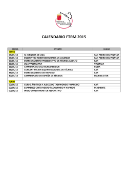 CALENDARIO FTRM 2015 - federacion tae kwon