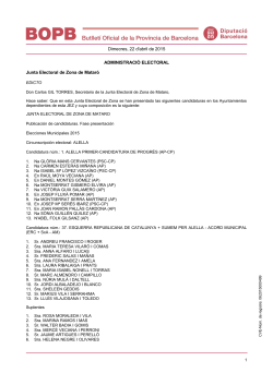 Dimecres, 22 d`abril de 2015 ADMINISTRACIÓ ELECTORAL Junta