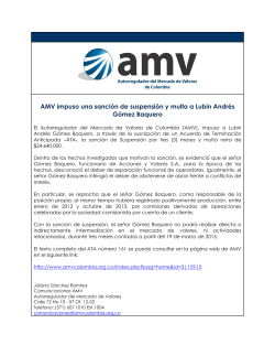 AMV impuso una sanción de suspensión y multa a Lubin Andrés