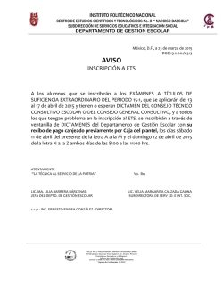 INSCRIPCI&Oacute;N A ETS - CECyT 8 - Instituto Polit&eacute;cnico Nacional