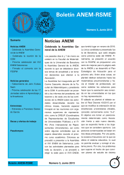Boletín ANEM-RSME 1 Número 3, Junio 2015 Sumario Número 3