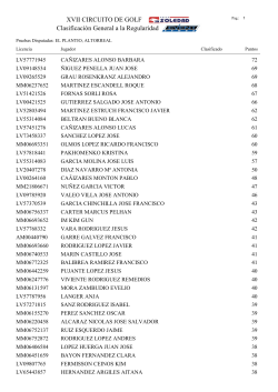 XVII CIRCUITO DE GOLF Clasificación General a la Regularidad