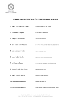 lista de admitidos promoción extraordinaria 2014-2015
