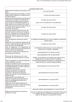 Calendario orientativo oposiciones Primaria 2015