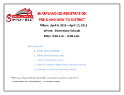 SHARYLAND ISD REGISTRATION PRE-K AND NEW-TO