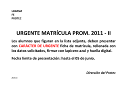 URGENTE MATRÍCULA PROM. 2011