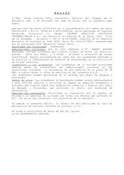 E D I C T O D./D&ntilde;a. Jorge Cu&eacute;llar Ot&oacute;n, Secretario Judicial del
