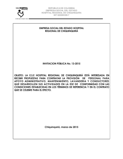 Invitaci&oacute;n 013 / 2015 - Hospital Regional Chiquinquir&aacute;