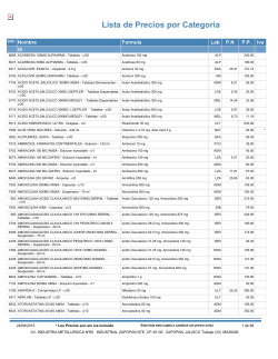 Lista de Precios por Categoria