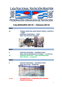 CALENDARIO 2015 – Verano 2016 - Liga Nacional de Natación