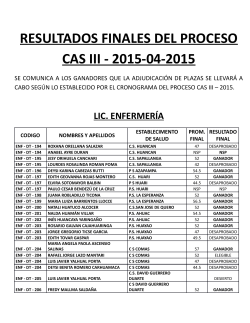 RESULTADOS FINALES DEL PROCESO CAS III - 2015-04-2015