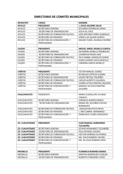DIRECTORIO DE COMIT&Eacute;S MUNICIPALES