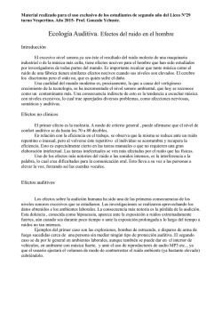 Ecolog&iacute;a Auditiva. Efectos del ruido en el hombre