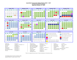 Academic Calendar for 2016-2017