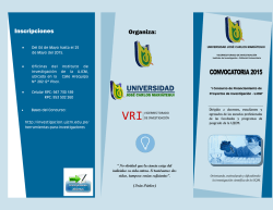 Inscripciones Organiza: - vicerrectorado de investigación