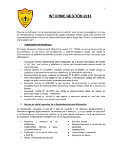 informe gestión 2014 - Colegio Diocesano Obispo Labbé Iquique