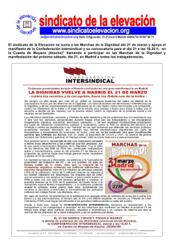 El sindicato de la Elevación se suma a las Marchas de la Dignidad