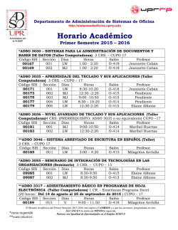 Horario Acad&eacute;mico 1er Semestre 2015-16