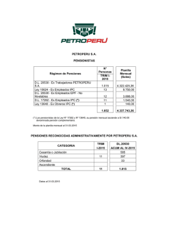 N° de personas, pensiones máxima y mínima y planilla