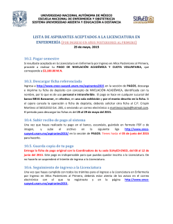 LISTA DE ASPIRANTES ACEPTADOS A LA LICENCIATURA EN