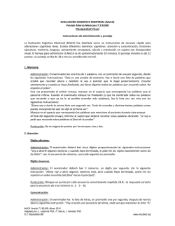 (MoCA) Versi&oacute;n Alterna Mexicana 7.2 BLIND Discapacidad Visual