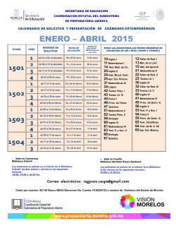 calendario enero abril 2015 - Coordinación Estatal del Subsistema
