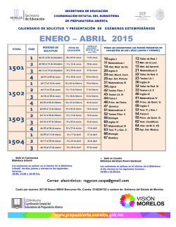 calendario enero abril 2015 - Coordinaci&oacute;n Estatal del Subsistema