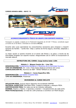 CALENDARIO CURSOS DE FORMACION FEDA