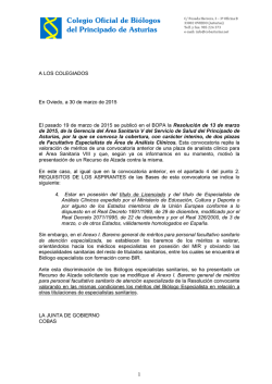 Información a los colegiados - Colegio Oficial de Biólogos del