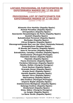 listado provisional de participantes de expoterraria madrid del 17