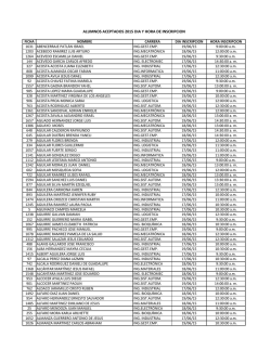 ALUMNOS ACEPTADOS 2015 DIA Y HORA DE INSCRIPCION
