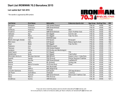 Start List IRONMAN 70.3 Barcelona 2015