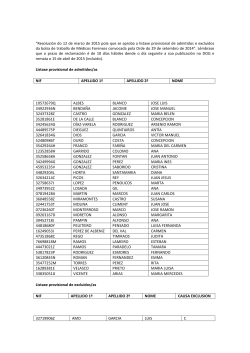 listaxe provisional de admitidos e excluídos