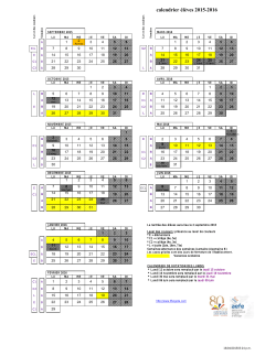 calendrier é calendrier élèves 2015-2016