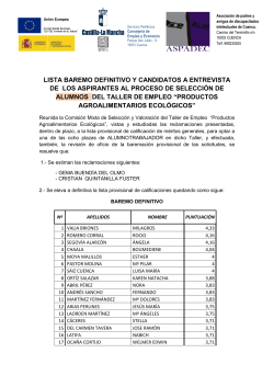 lista baremo definitivo y candidatos a entrevista de los