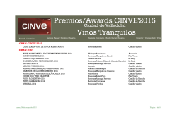 Premios/Awards CINVE`2015 Vinos Tranquilos