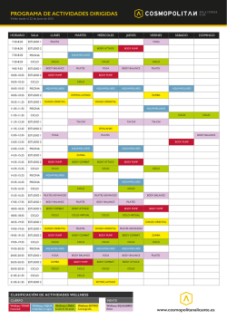 Horario de actividades - COSMOPOLITAN SPA & FITNESS Club