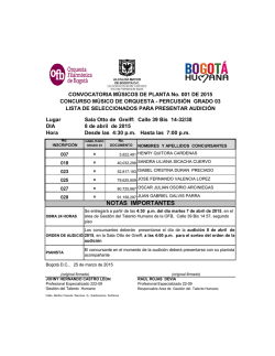 NOTAS IMPORTANTES - Orquesta Filarmónica de Bogotá