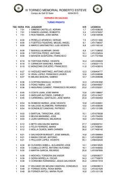 Horario de salidas III Torneo Memorial Roberto