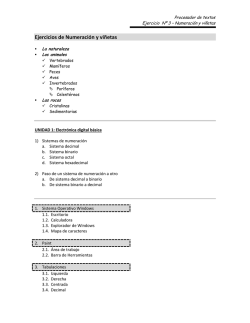 Ejercicios de Numeración y viñetas