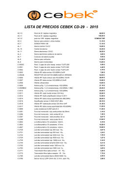 LISTA DE PRECIOS CEBEK CD-29 - 2015