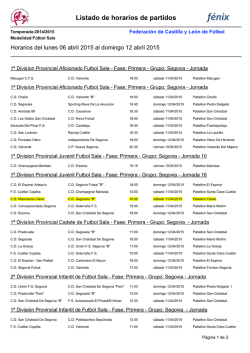Horarios f&uacute;tbol sala