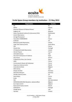 Ecsite Space Group members by institution &ndash; 21 May 2015